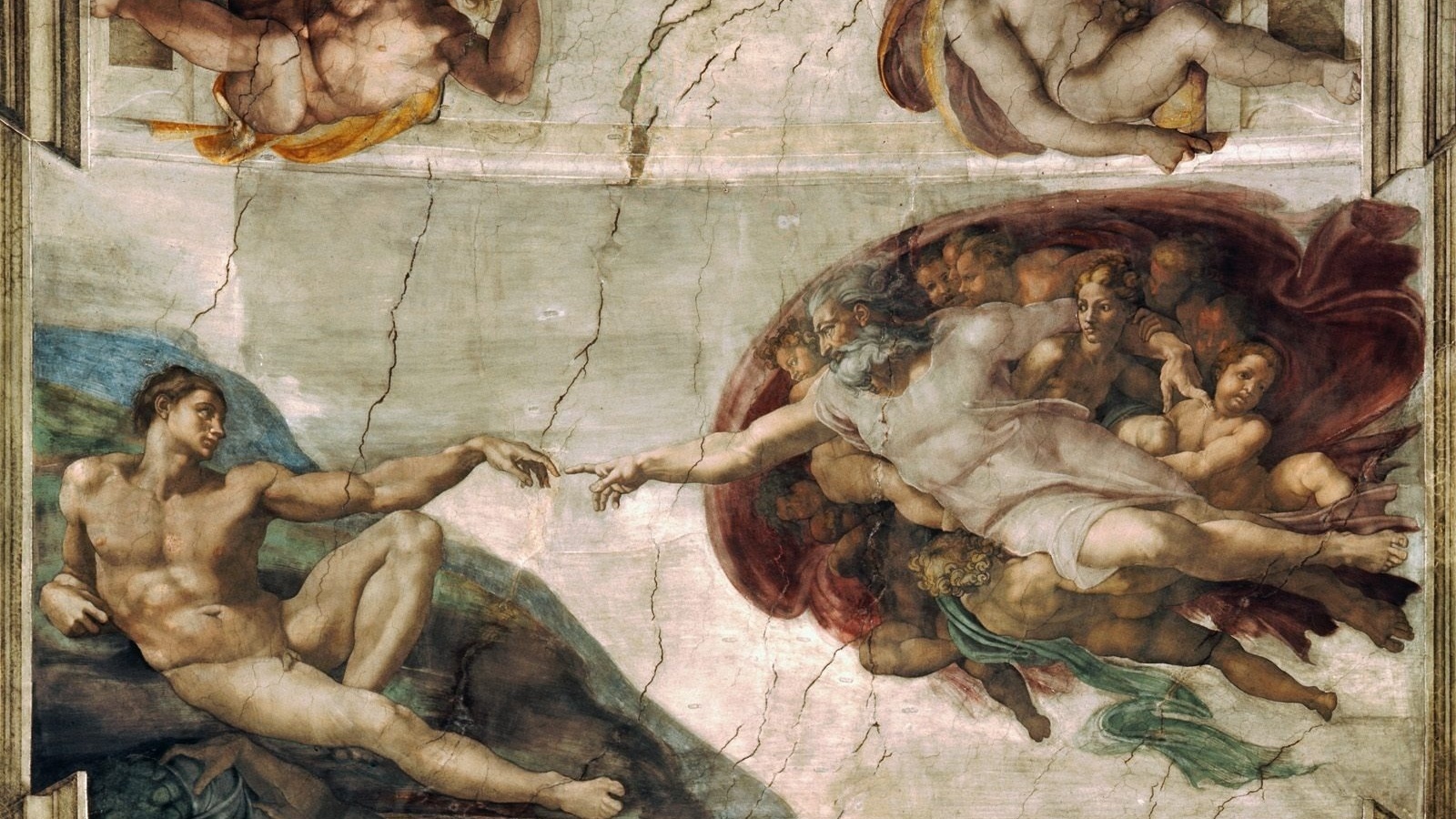 Фреска Микеланджело "Сотворение Адама" Источник