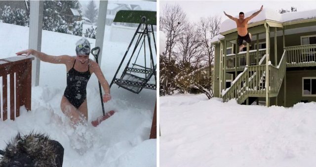 Как американцы после снежной бури в снег ныряли