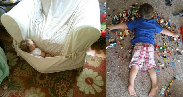 Сон подкрался незаметно…) 16 самых смешных фото о том, как дети уснули в неожиданных местах)