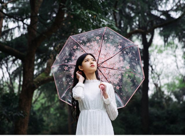 New-romantic-50-шт-лот-сакура-цветок-три-складной-прозрачные-зонтики-Корейский-принцесса-модный-зонтик