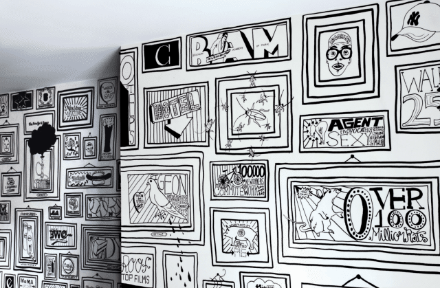 Белая стена, черный маркер и дорогой дизайн: роспись стен "под обои" от Тимоти Гудмана! рис 2