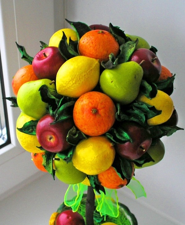 Осеннее дерево счастья: делаем топиарий из фруктов, учитывая секреты от флористов рис 5