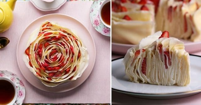 Блинный торт с клубникой, невиданная красота! Фоторецепт