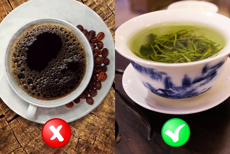 Вместо кофе - зеленый чай
