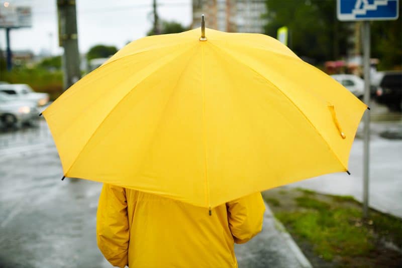 Желтый плащ и зонт