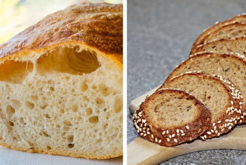 Хлеб белый и цельнозерновой