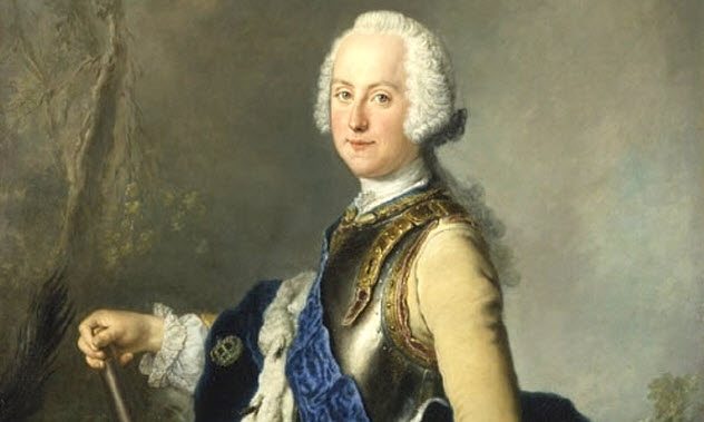 Портрет шведского короля Адольфа Фредерика в парадном мундире с шпагой