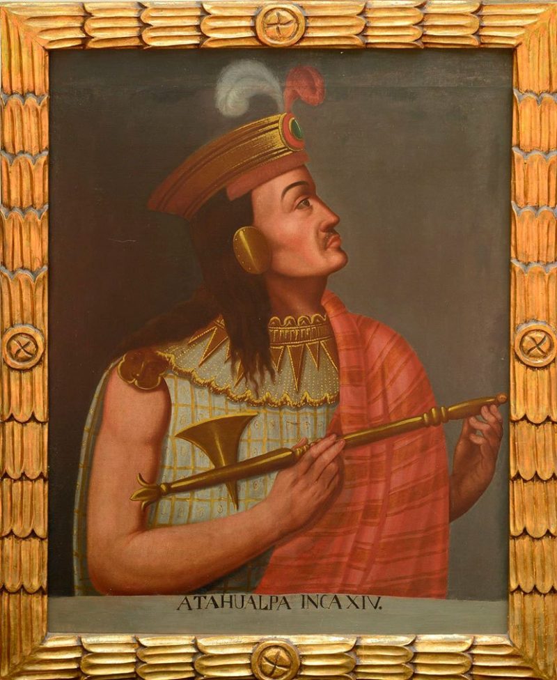 Вождь индейцев Атауальпа с трубкой мира