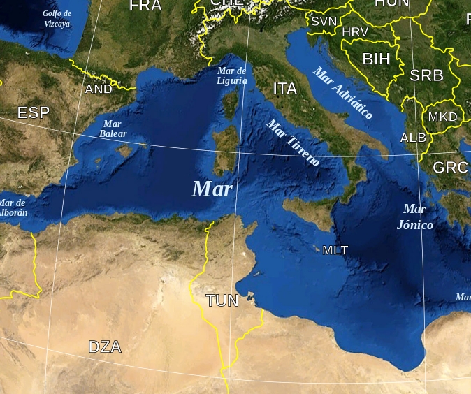 карта глубин Средиземного моря