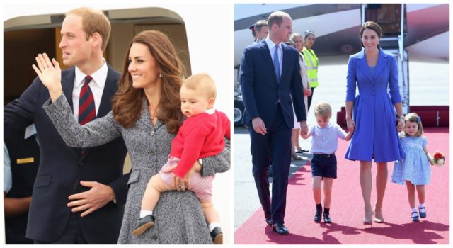 Кейт Миддлтон с принцем Уильям и детьми вышли из самолета