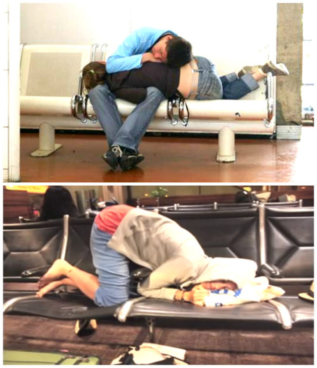 Люди спят в аэропорту