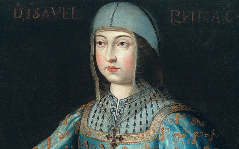 портрет Изабеллы Кастильской на темном фоне