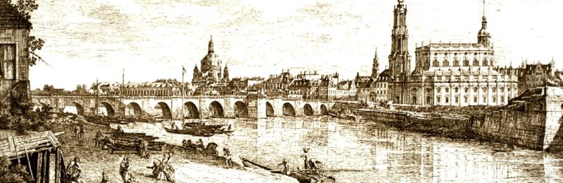 вид Дрездене 19 века - гравюра 19 века