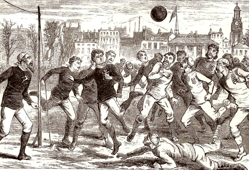 футбольный матч Шотландия - Англия 1878 год, гравюра