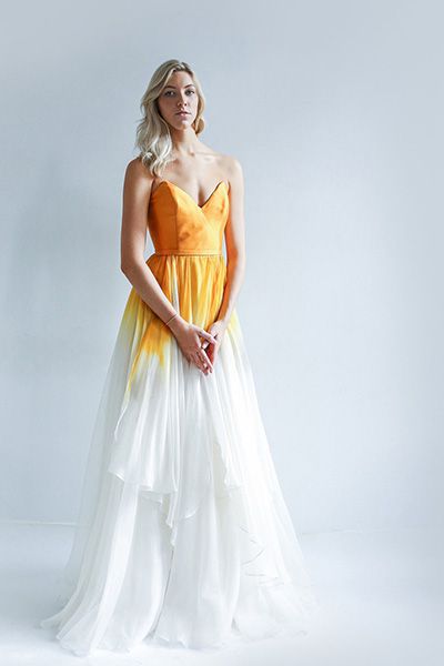 Желто белое свадебное платье
