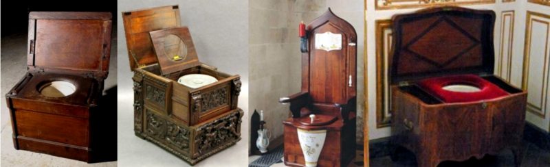 переносные туалеты королей - коллаж из 4 картинок