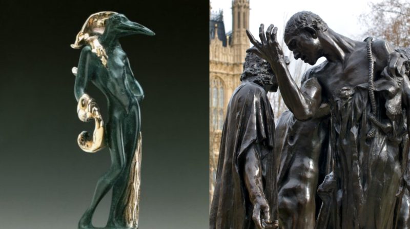 скульптуры Дали и Родена - коллаж