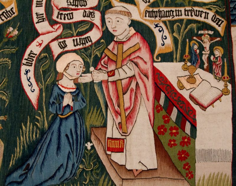 древняя монашеская гравюра - прелат и послушник