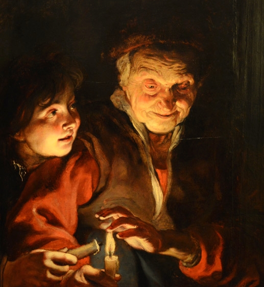 картина Рубенса - старуха со свечой и девочка 