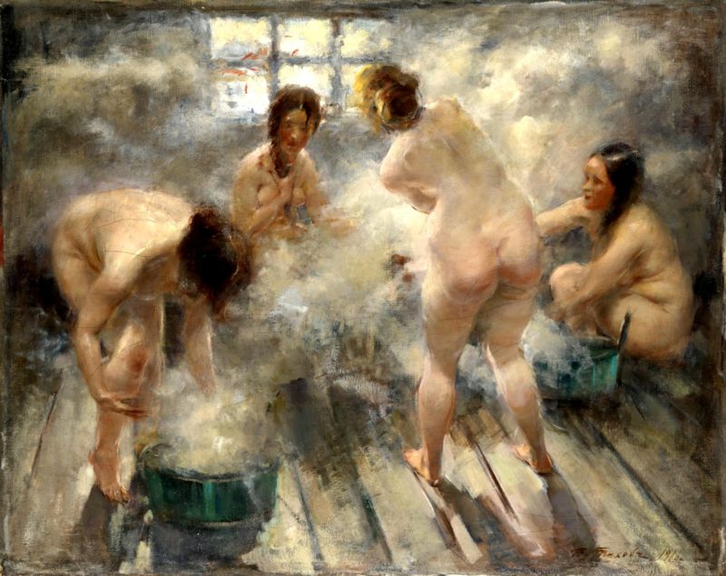 4 русские женщины в русской бане - картина
