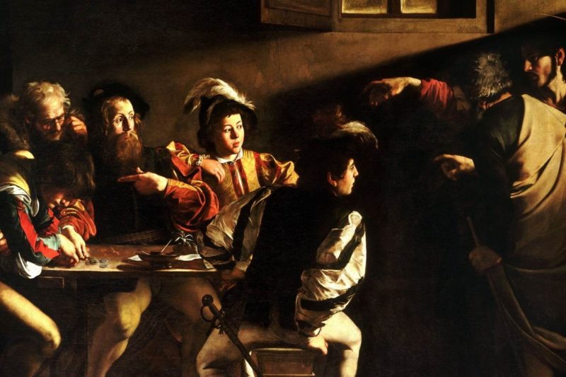 Картина Караваджо - группа горожан за столом