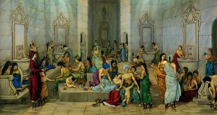 турецкая баня 19 века с людьми