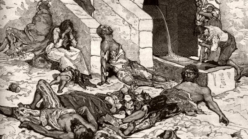 жертвы Черной смерти в Брюсселе - гравюра