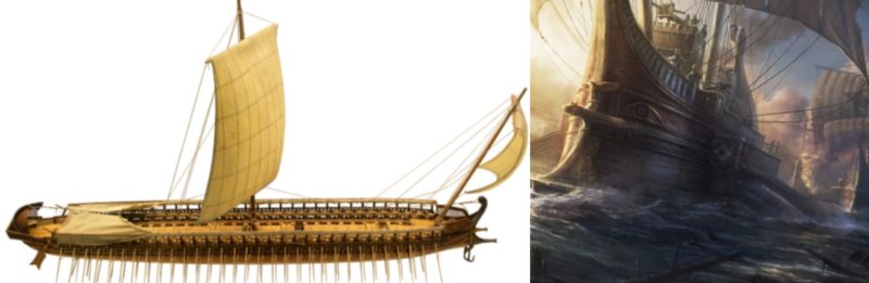 коллаж - изображение 2-х римских кораблей