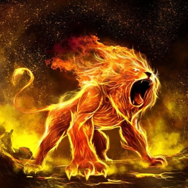 огненный лев рычит
