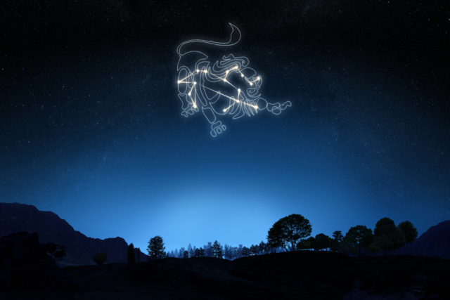знак зодиака лев на ночном небе