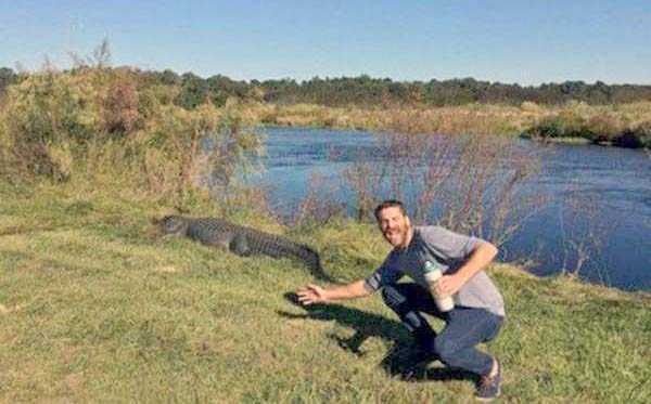 мужчина на фоне крокодила