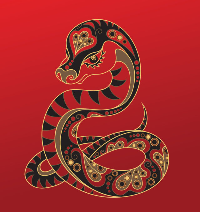 рисунок змеи на красном фоне