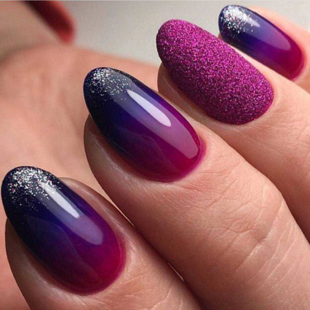 фиолетовые ногти с песком