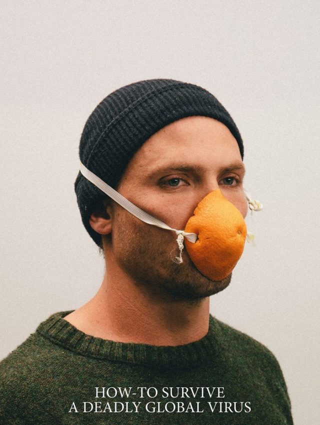 парень с апельсиновой кожурой на лице