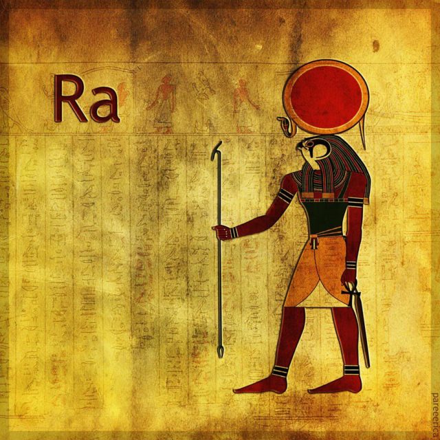 изображение бога Ра на папирусе