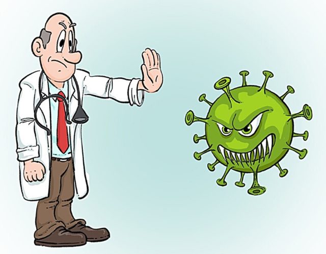 рисунок врача и коронавируса