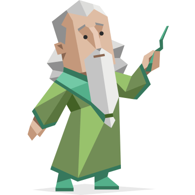 рисунок седого, бородатого мужчины в зеленом