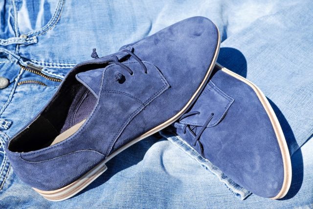 замшевые туфли синего цвета