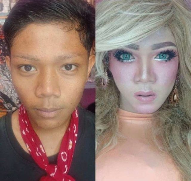 фото парня до и после макияжа