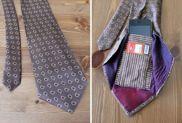 серый галстук с карманом