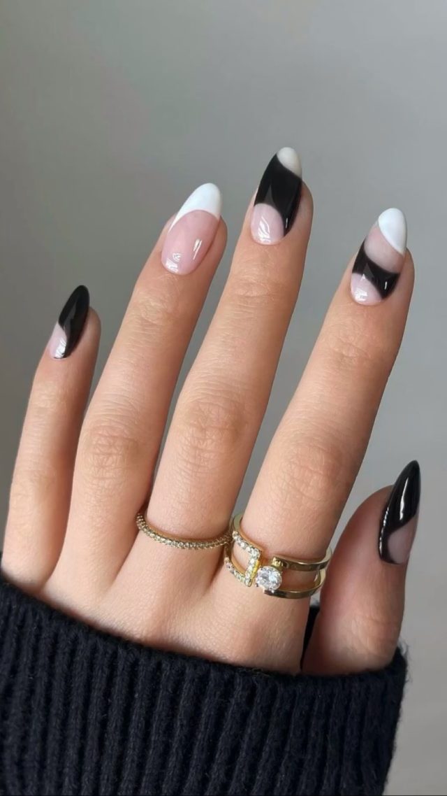 черно-белые ногти