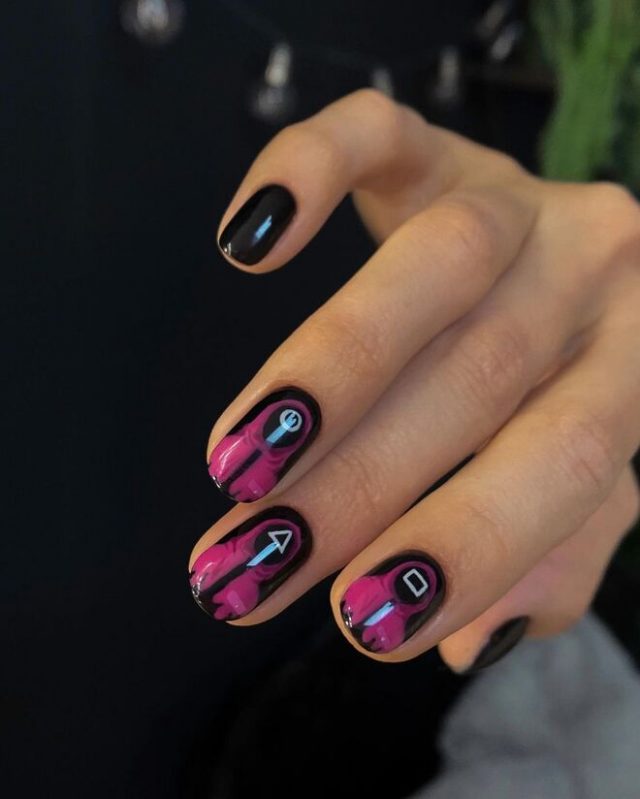 черно-розовые ногти