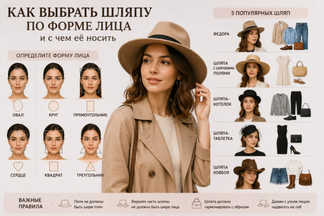 Какие шляпы подходят вашему типу лица: гид по 5 популярным моделям и стильным образам